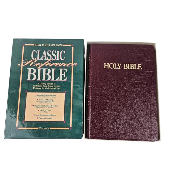 Zondervan Classic Reference Bible King James Version KJV Burgundy Leather Boxed - Picture 5 of 12